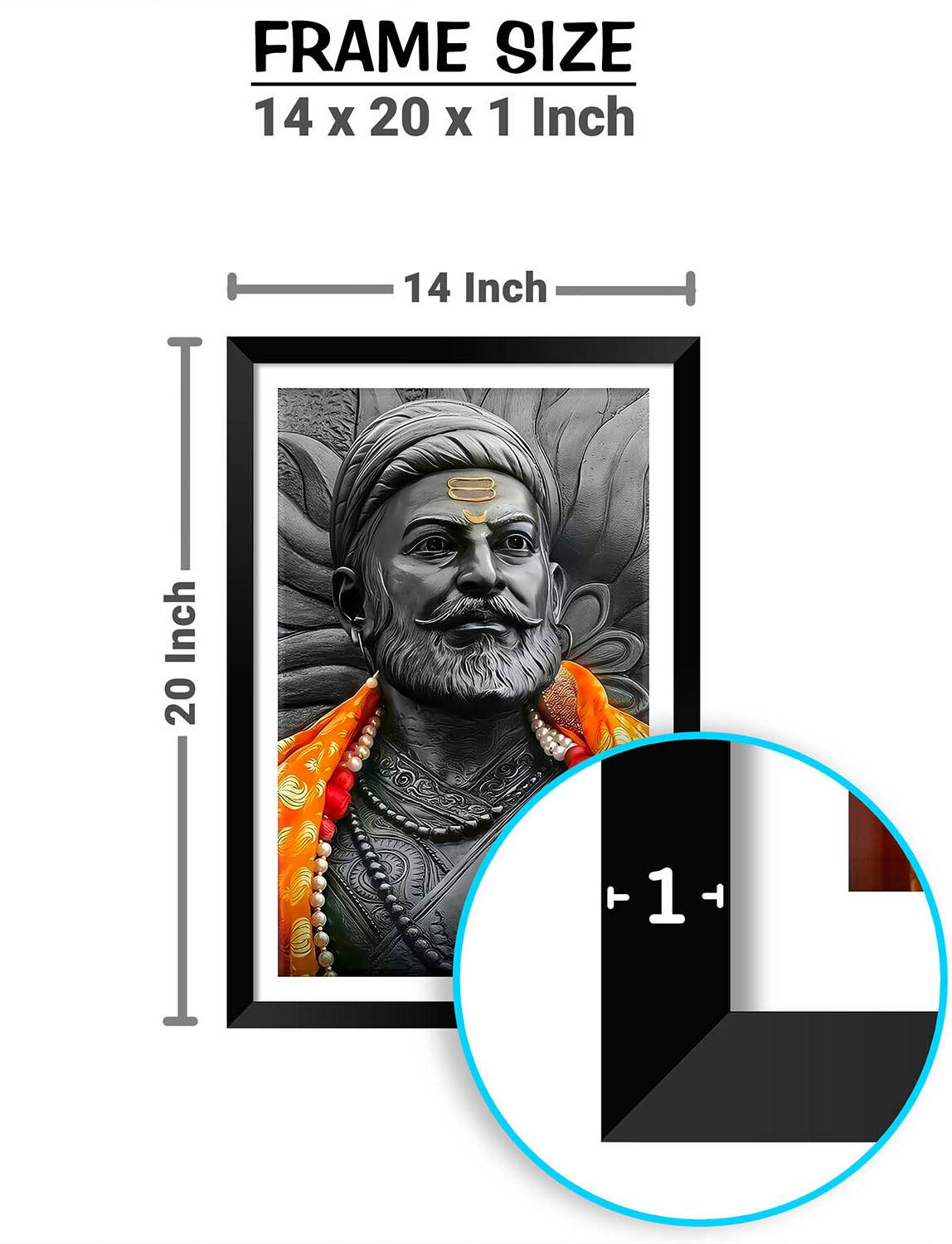 DBrush Chhatrapati Shivaji Maharaj 18x12 inch Photo Frame - Image 2