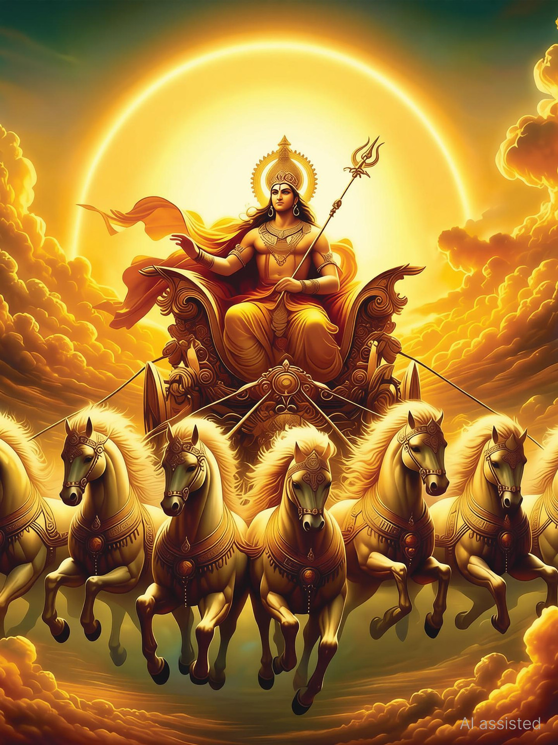 Image of Anaadi Surya Bhagwan Photo Poster For Home & Office Decoration Digital Reprint 12 inch x 18 inch Painting