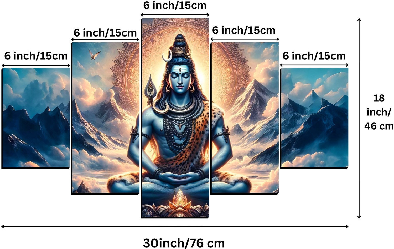 Image of JB Creations Shiv Ji Wall Decor Painting For Home Digital Reprint 18 inch x 30 inch Painting