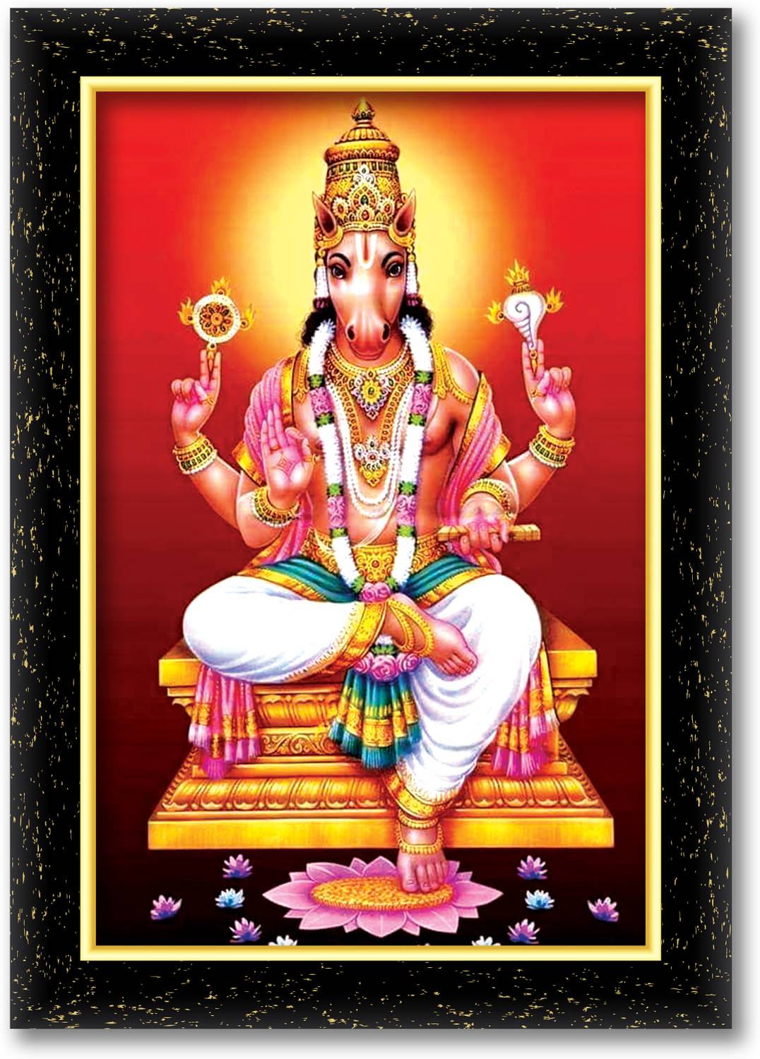 ARAAKA HAYAGRIVA GOD OF WISDOM photo frame (Wood Base and Front Laminated) Acrylic 8 inch x 6 inch Painting