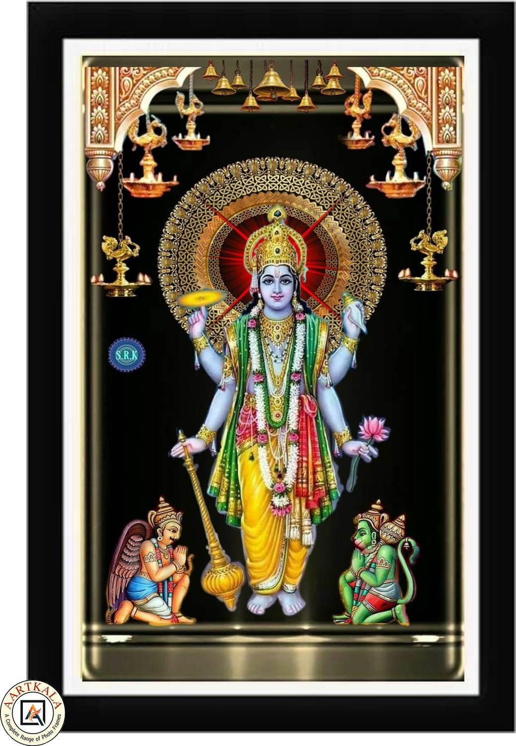 AARTKALA Vishnu ji photo frame Lord Vishnu Religious Frame Digital Reprint 14 inch x 10 inch Painting