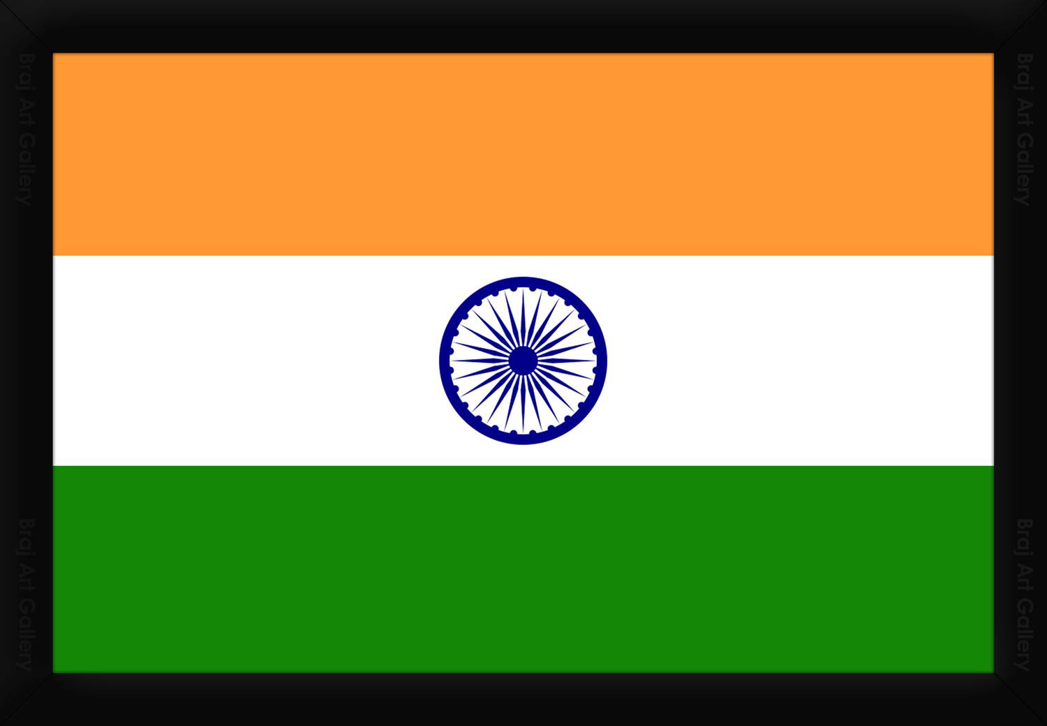 Braj Art Gallery Indian National Flag Tricolor Tiranga Photo Frame Digital Reprint 13.5 inch x 19.5 inch Painting