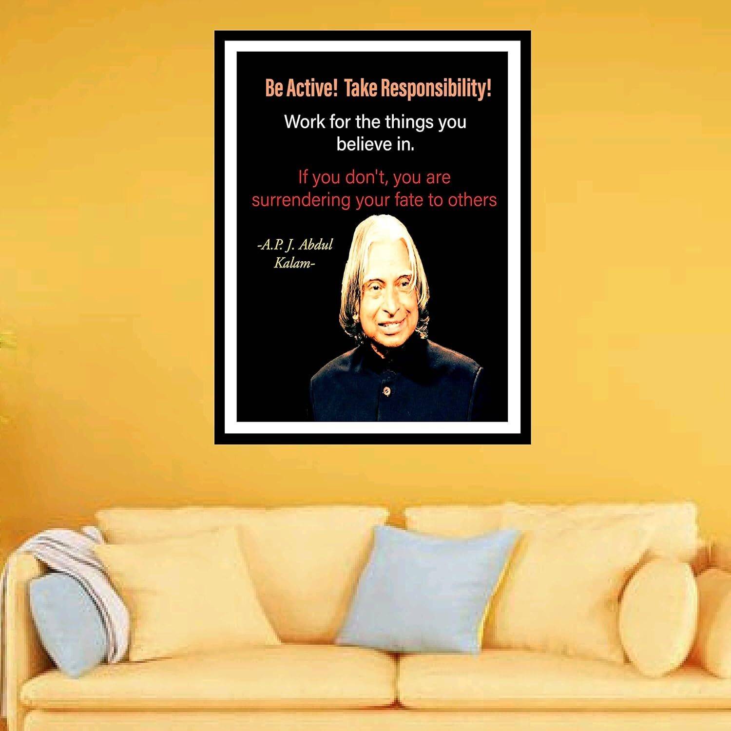 ARAkri Dr. APJ Abdul Kalam sahab motivational quotes posters with frame Digital Reprint 13.5 inch x 10.5 inch Painting