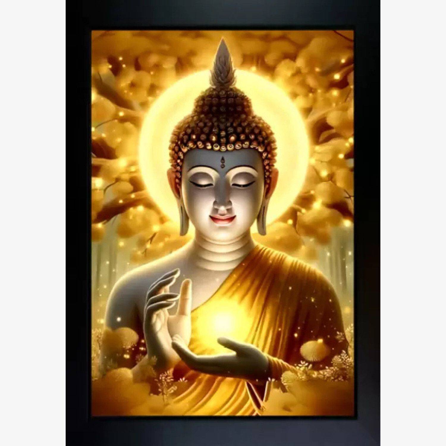 BKS Craft Gautam Buddha Photo Frame Digital Reprint 12 inch x 8 inch Painting
