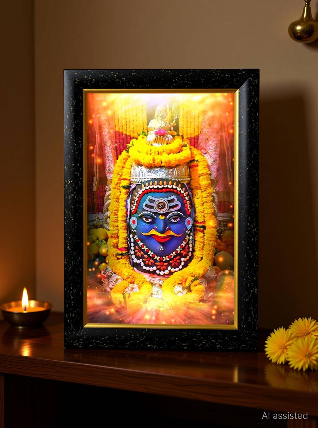 ARAAKA MAHAKAL photo frame (Wood Base and Front Laminated) Acrylic 8 inch x 12 inch Painting