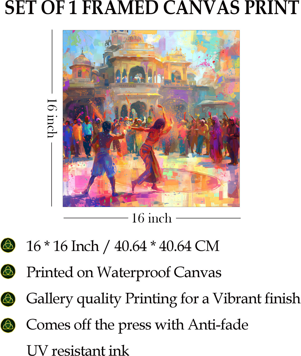 Image of Indianara Indian Traditional Canvas Art Painting for Living | Bedroom | Pooja Room | Hotel Canvas 16 inch x 16 inch Painting