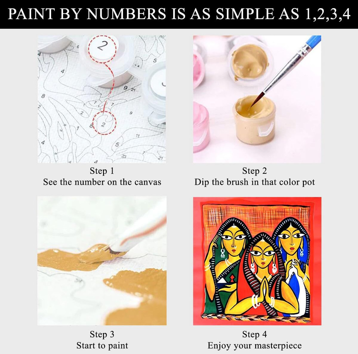 Image of TREXEE DIY Acrylic Paint By Number Kit for Adults Kids Beginner Floral Cottage Garden Oil 16 inch x 20 inch Painting (Without Frame)