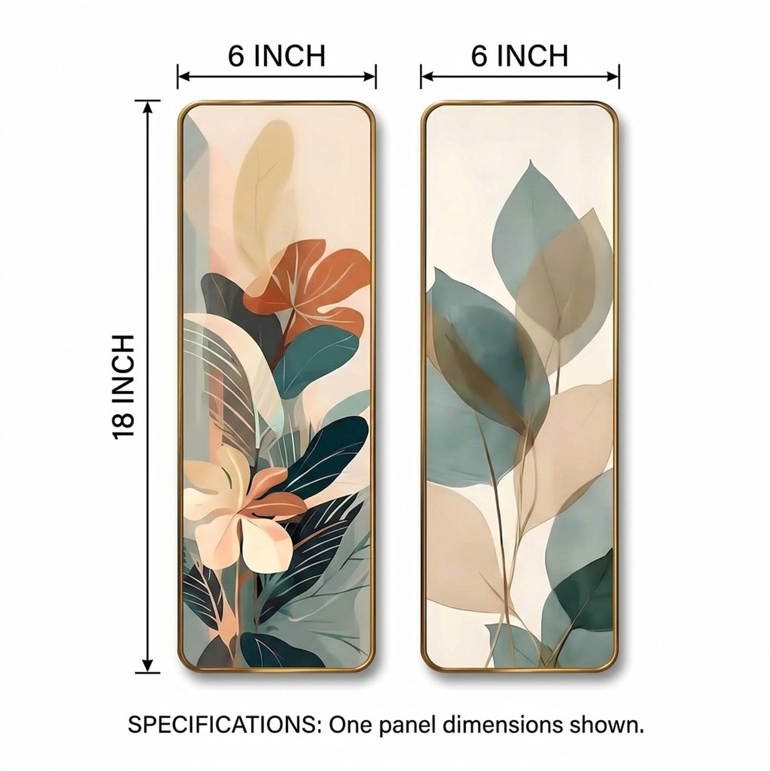 Image of Iya Creations Modern Beige & Teal Floral MDF Panel Art Hanging Painting (Set of 2) Digital Reprint 18 inch x 12 inch Painting