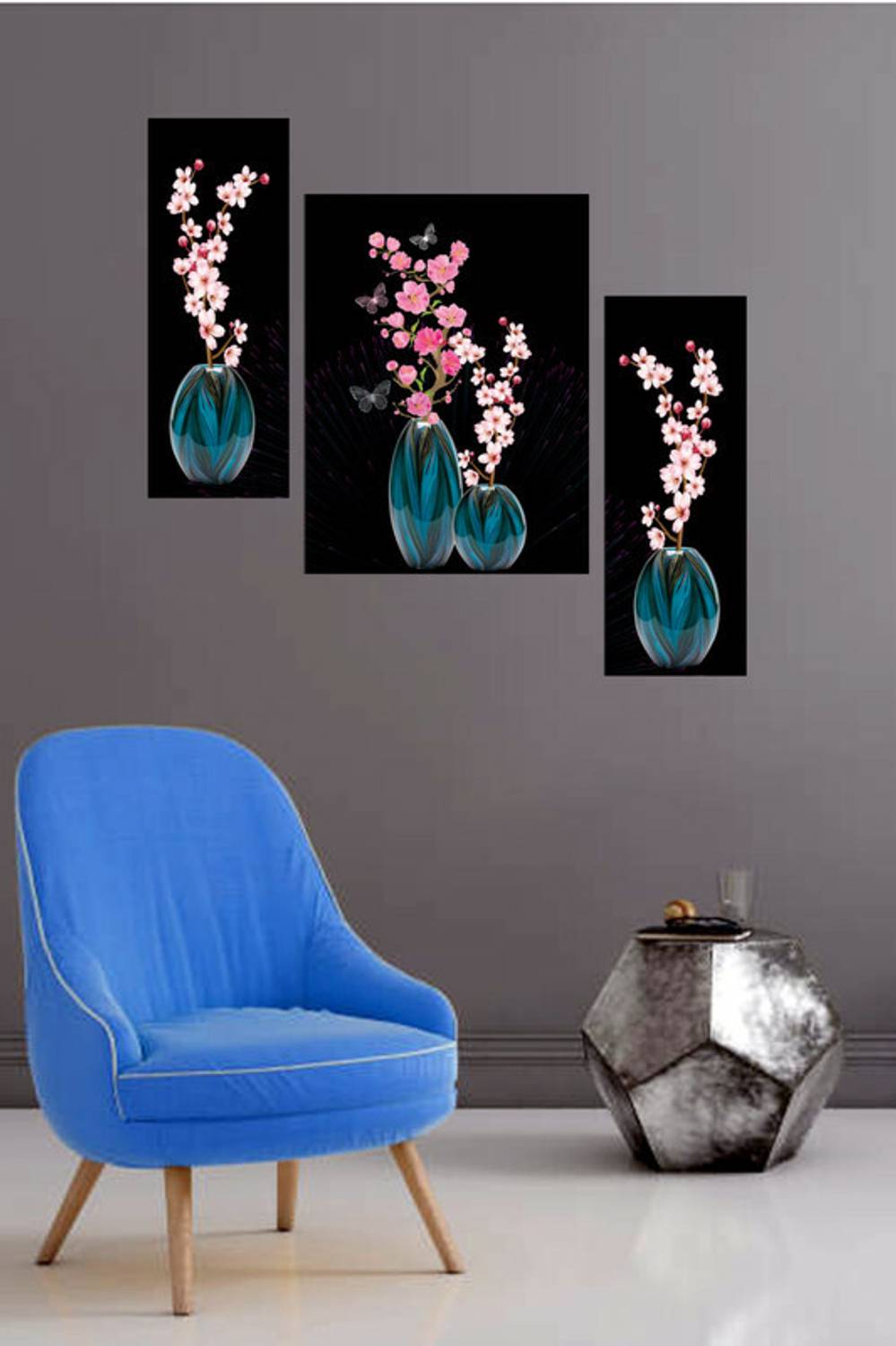 WALLSTOXX Set Of 3 Flower Pot Self Adhesive 12 Inch X 18 Inch MDF... more