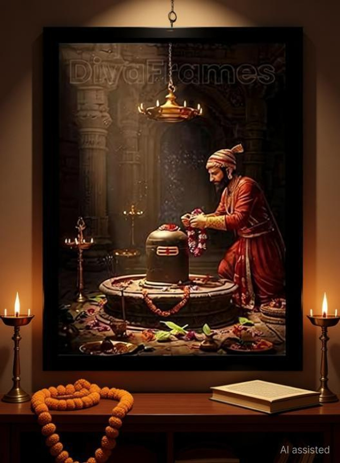 Image of A V TRADERS Chatrapati Shivaji Maharaj Photo Frame Digital Reprint 14 inch x 10 inch Painting