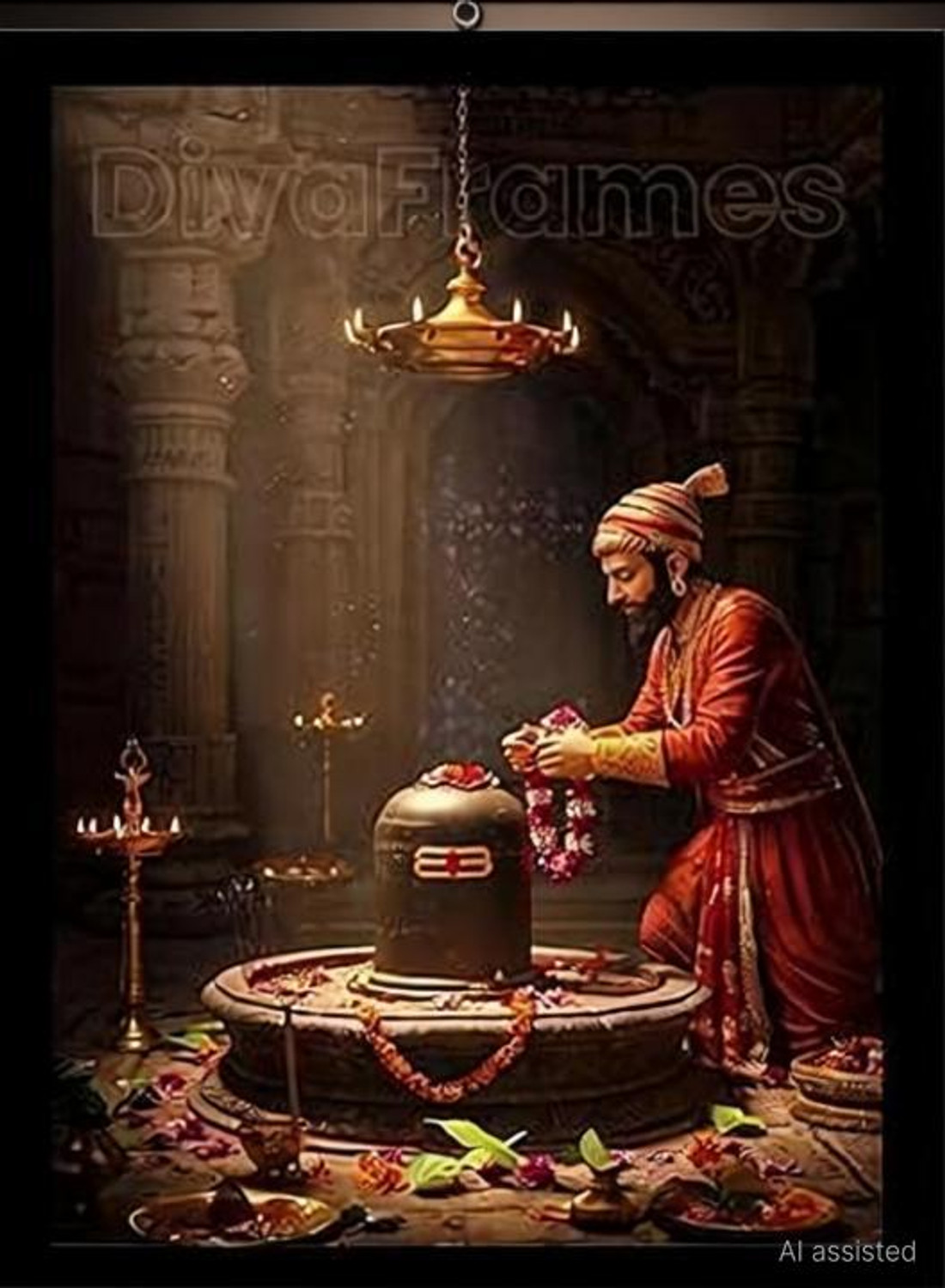 Image of A V TRADERS Chatrapati Shivaji Maharaj Photo Frame Digital Reprint 14 inch x 10 inch Painting