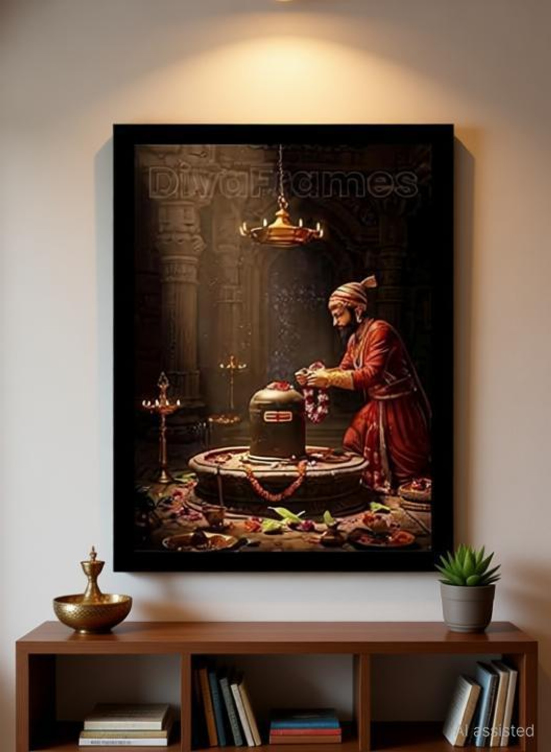 Image of A V TRADERS Chatrapati Shivaji Maharaj Photo Frame Digital Reprint 14 inch x 10 inch Painting