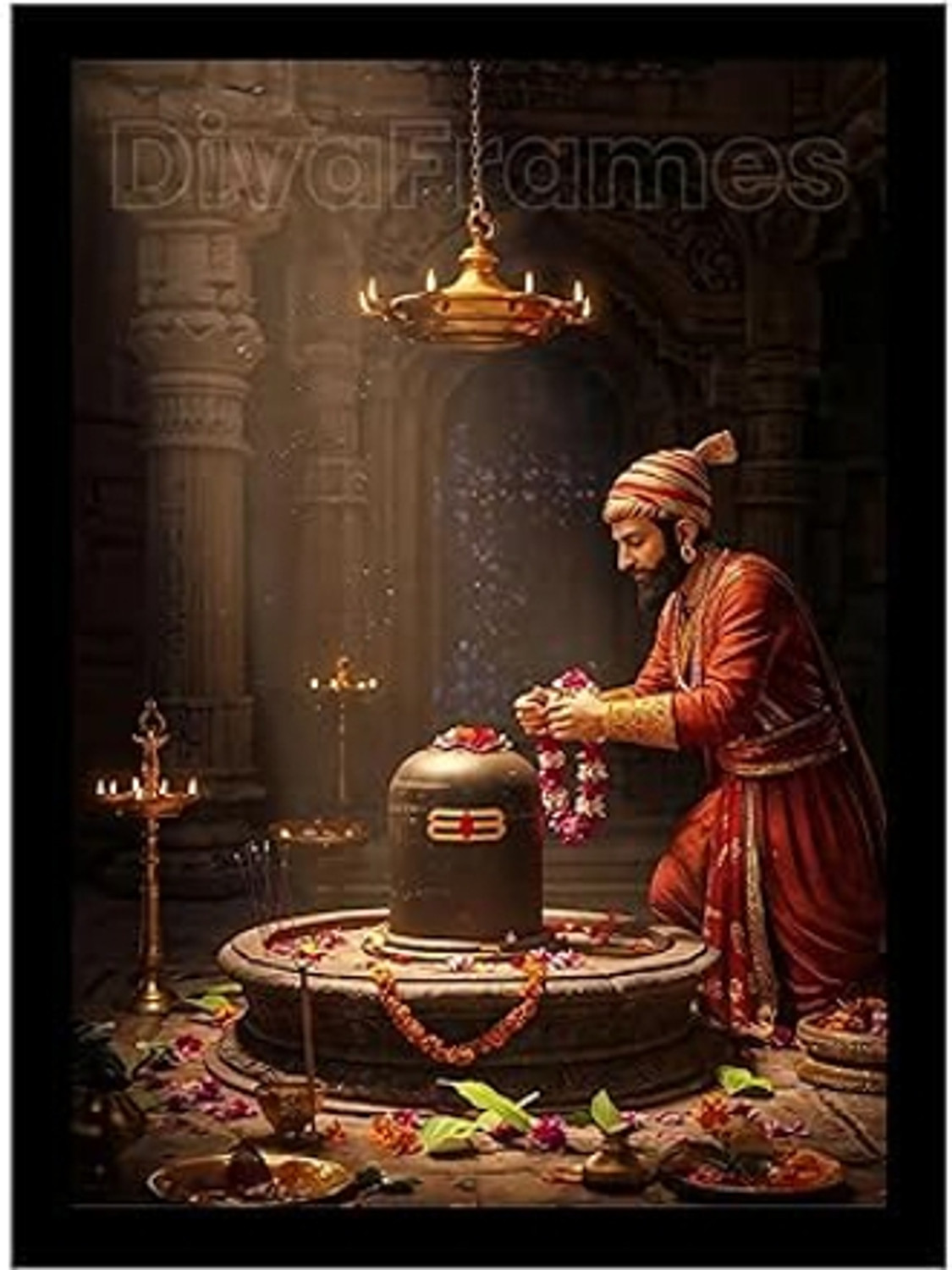 Image of A V TRADERS Chatrapati Shivaji Maharaj Photo Frame Digital Reprint 14 inch x 10 inch Painting