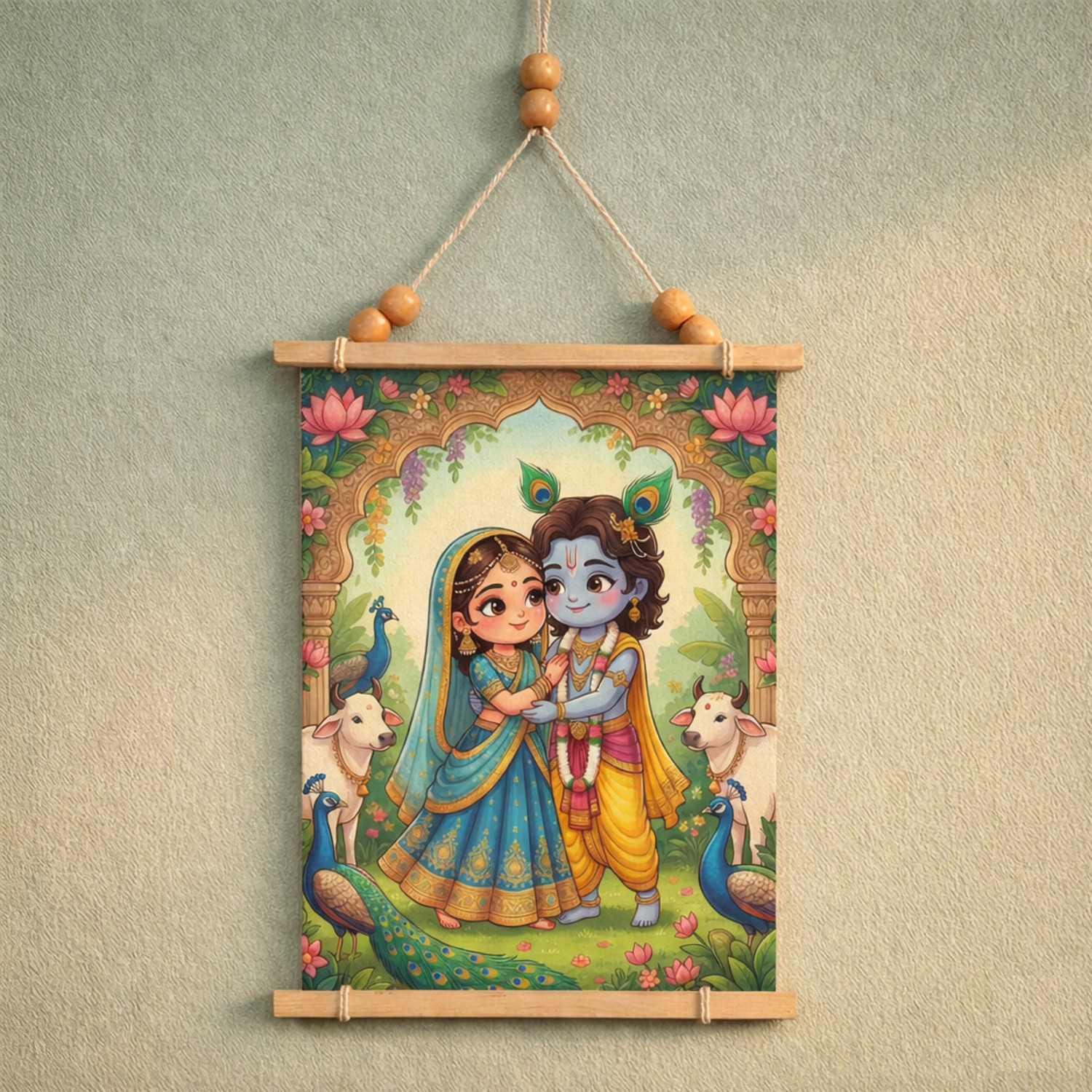 Image of MK TRADE Radha Krishna wall hanging Digital Reprint 16.5 inch x 8.26772 inch Painting