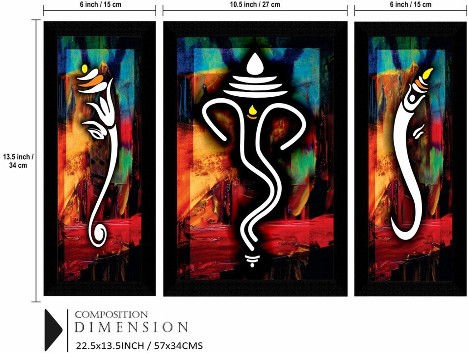 Image of saf Ganesha UV Textured High Quality Digital Reprint 22.5 inch x 13.5 inch Painting