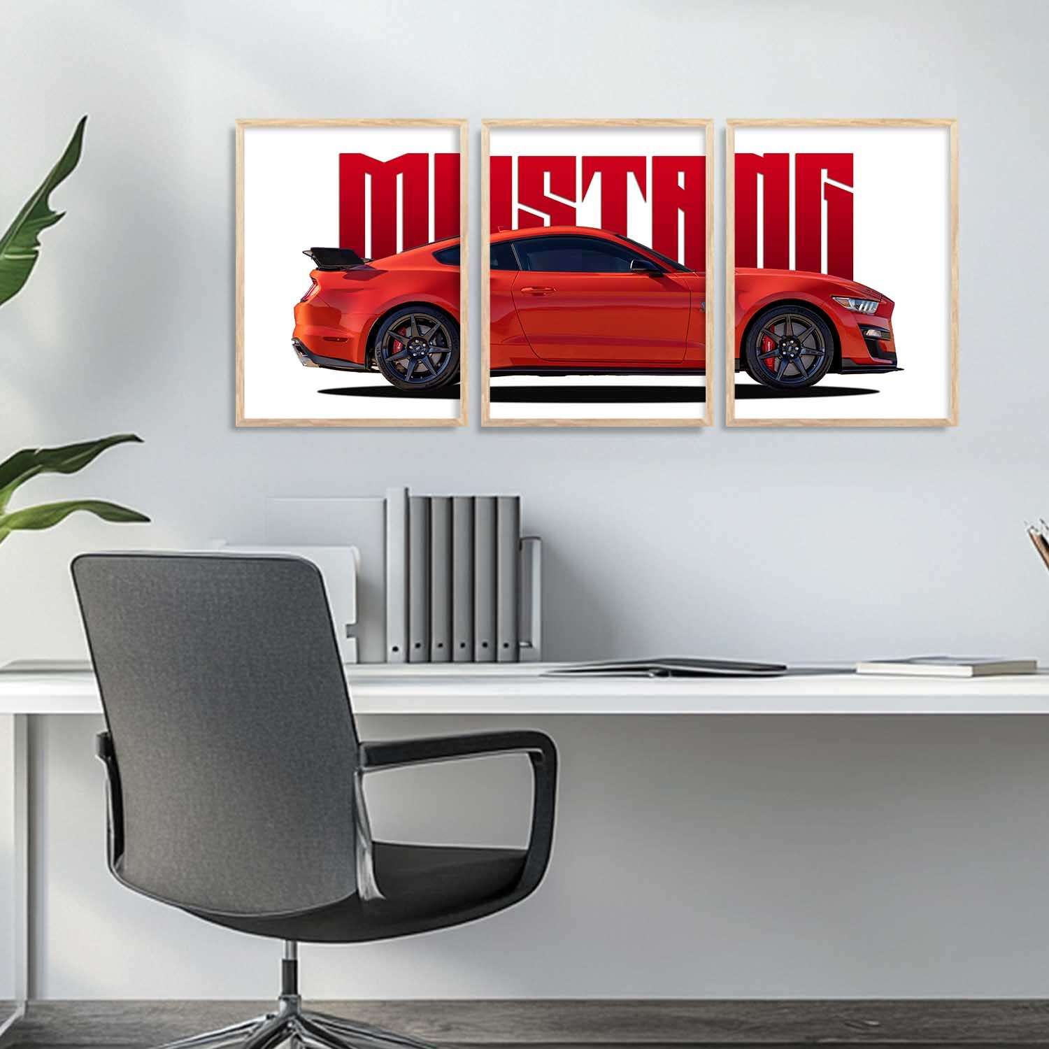 Image of Hothouse Big Ford Mustang Cars Framed Posters Gift Items for Boys Room Digital Reprint 17 inch x 13 inch Painting