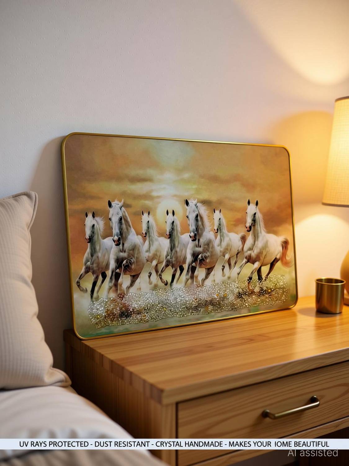 arritam Seven Running Horses Resin Painting 12 inch x 18 inch Painting
