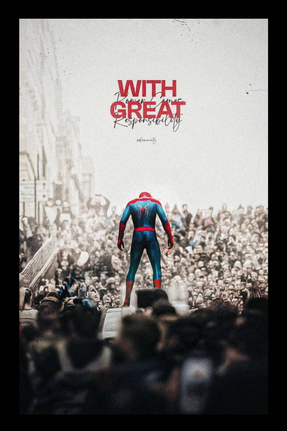 bareth brothers "Spider-Man With Great Power Motivational Wall Frame (10x13)" Digital Reprint 13 inch x 10 inch Painting