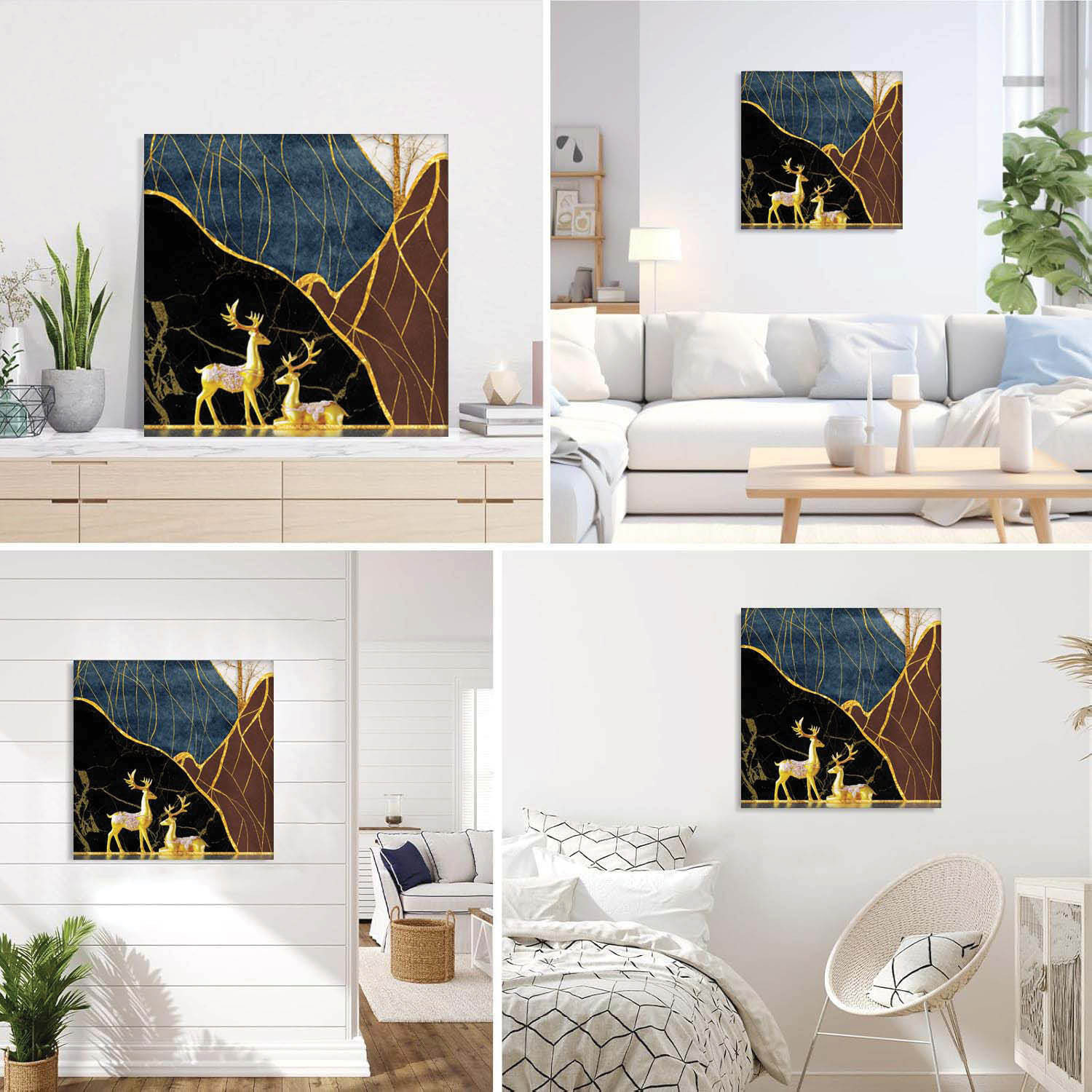 Image of BOSCO Golden Stag Harmony Canvas 16 inch x 16 inch Painting