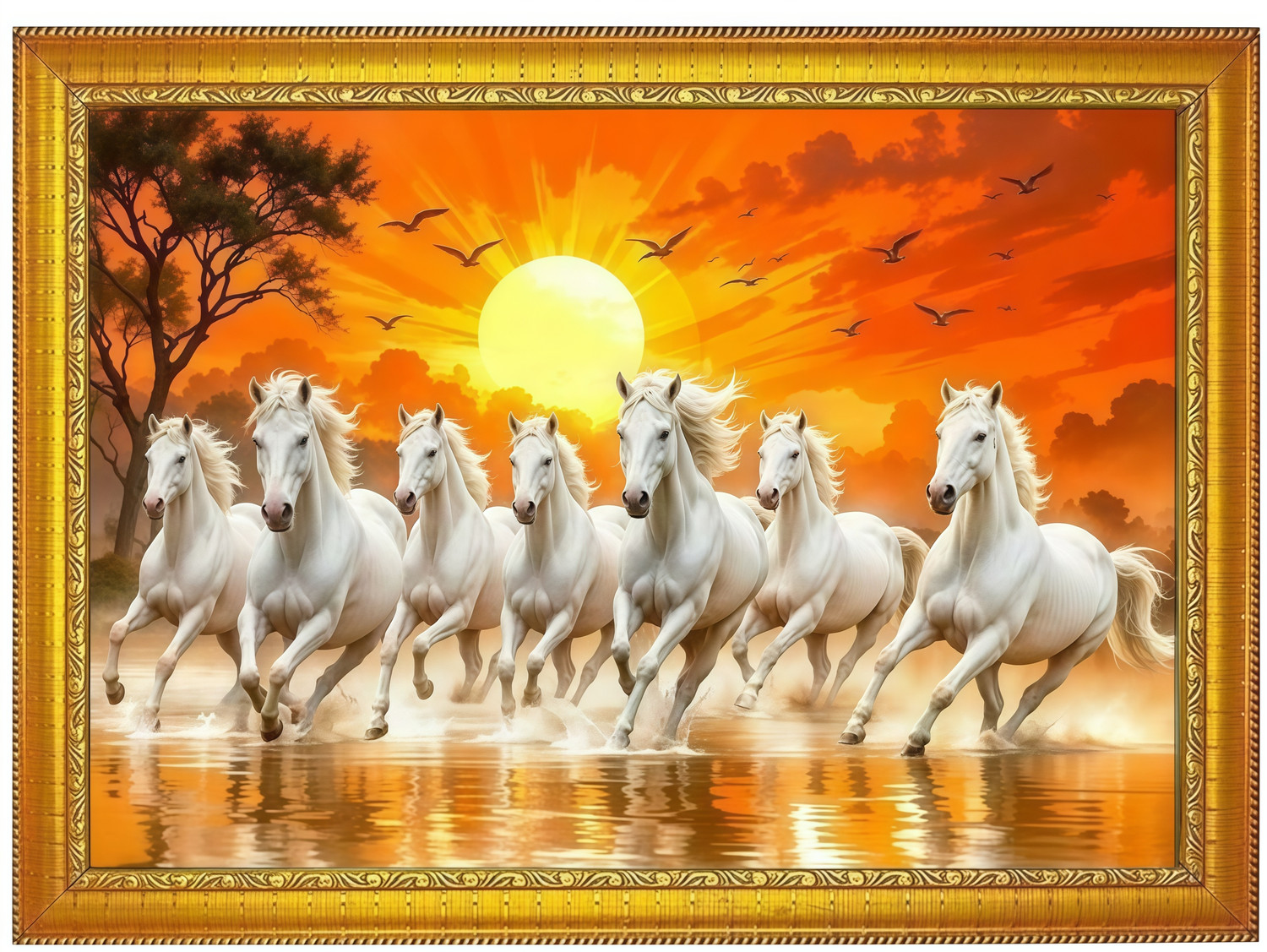 Image of pixel perfect 7 Horses photo frame Acrylic 8 inch x 12 inch Painting