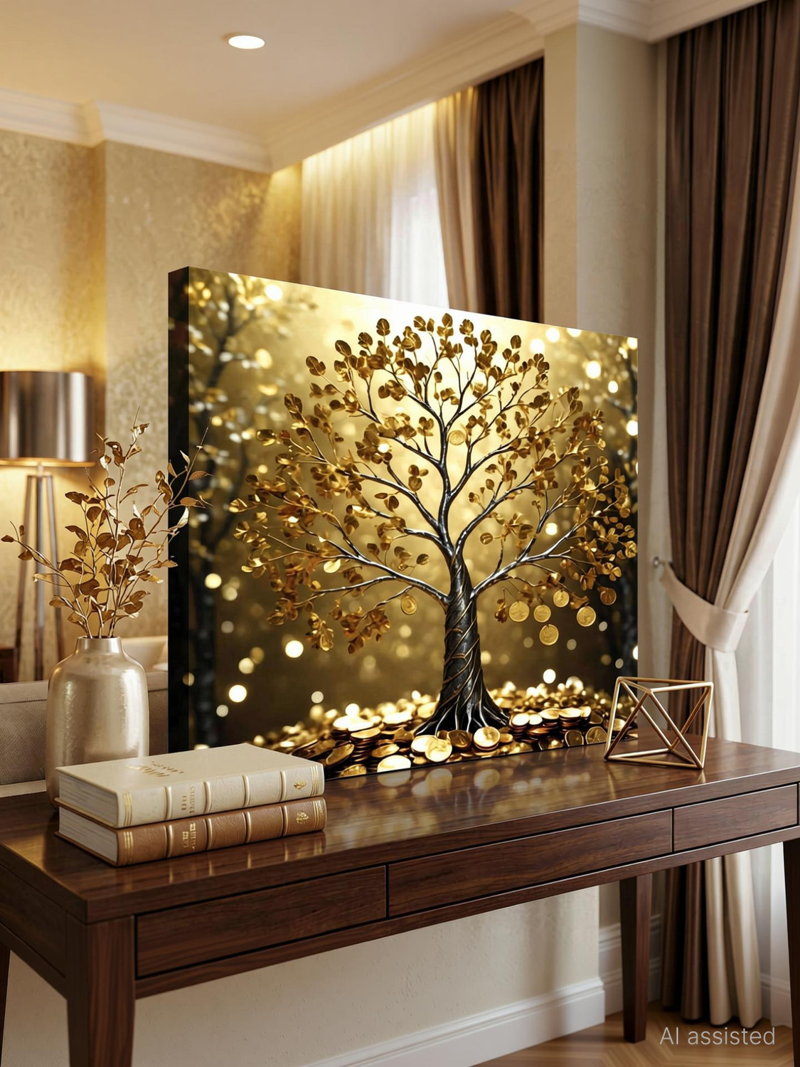 Image of BOSCO 3D Luxury Money Tree Art Canvas 24 inch x 24 inch Painting