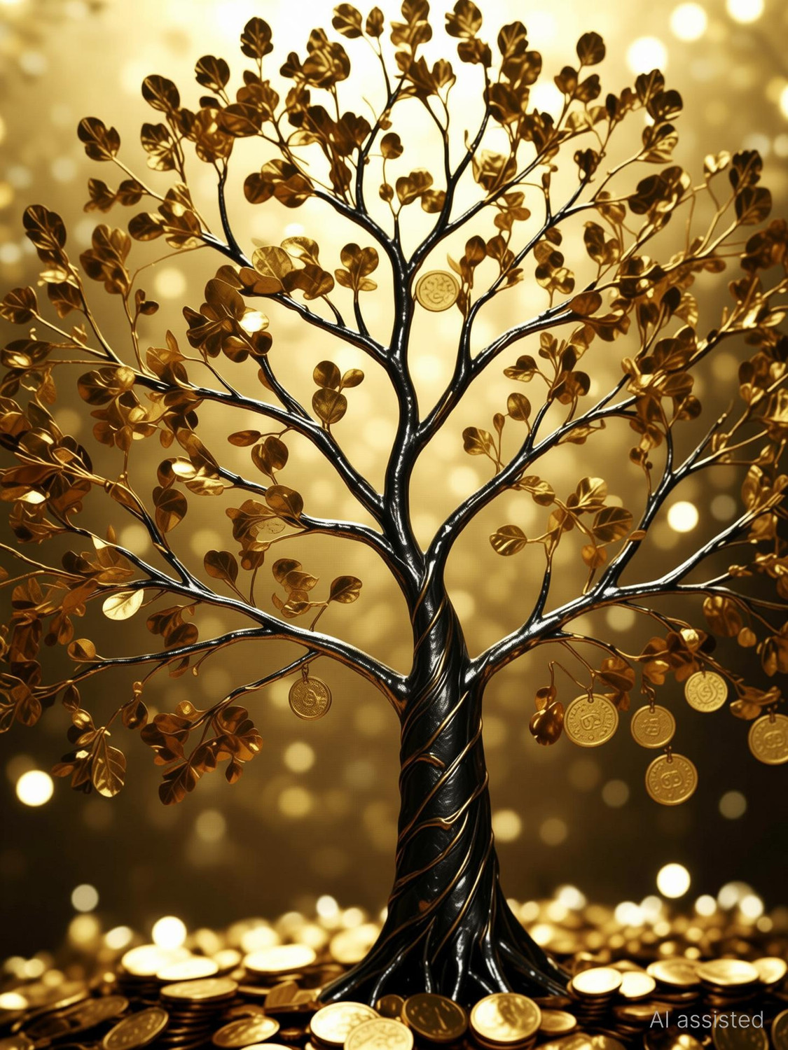 Image of BOSCO 3D Luxury Money Tree Art Canvas 24 inch x 24 inch Painting