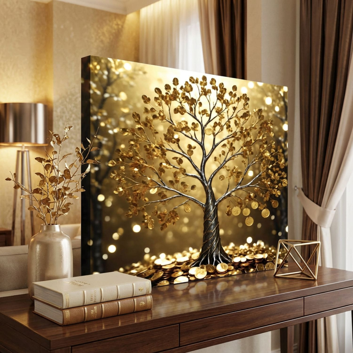 Image of BOSCO 3D Luxury Money Tree Art Canvas 24 inch x 24 inch Painting