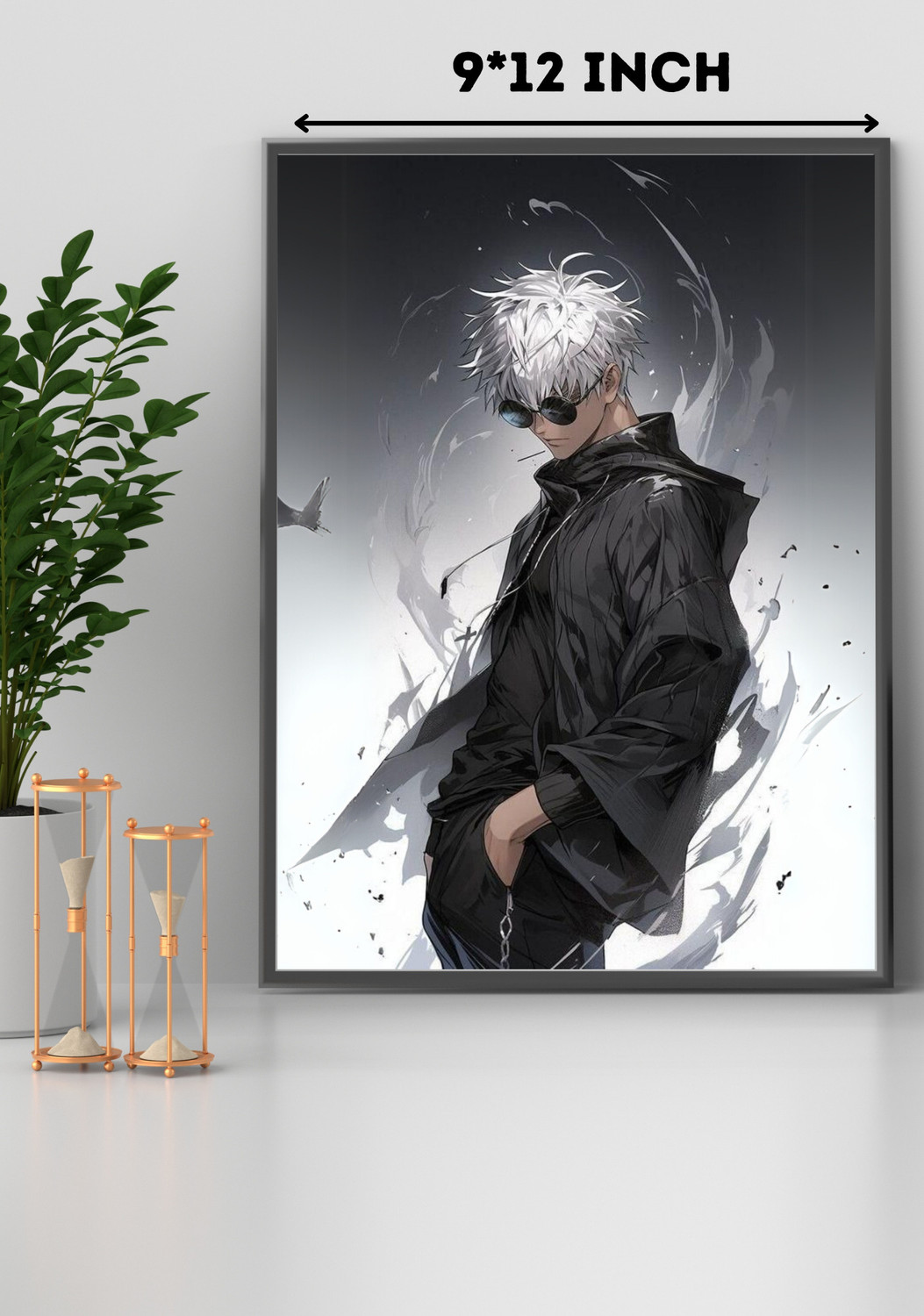 Image of Meclay Arts Gojo Satoru Anime A4 Photo Frame (8.25 x 11.75 Inch) | Gojo Photo Frame & Poster Acrylic 14 inch x 10 inch Painting (With Frame)