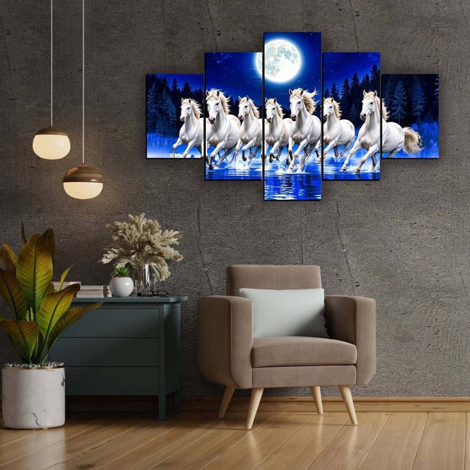 JB क्रिएशंस Vastu Horse Artwork 18x30 inch - Image 3