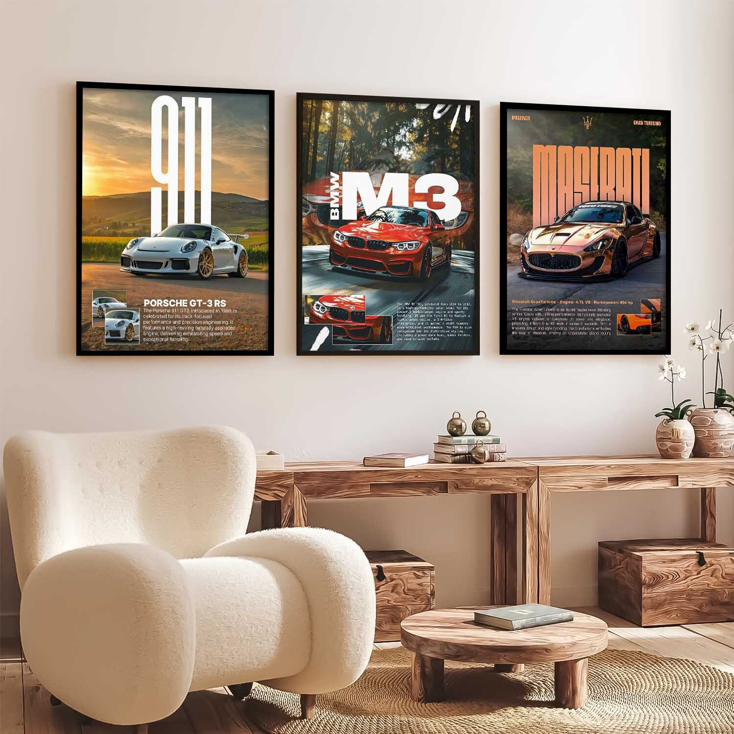 Image of Hothouse Big Sports Cars Framed Posters Gift Items for Boys Room Bedroom Living Room Digital Reprint 17 inch x 13 inch Painting
