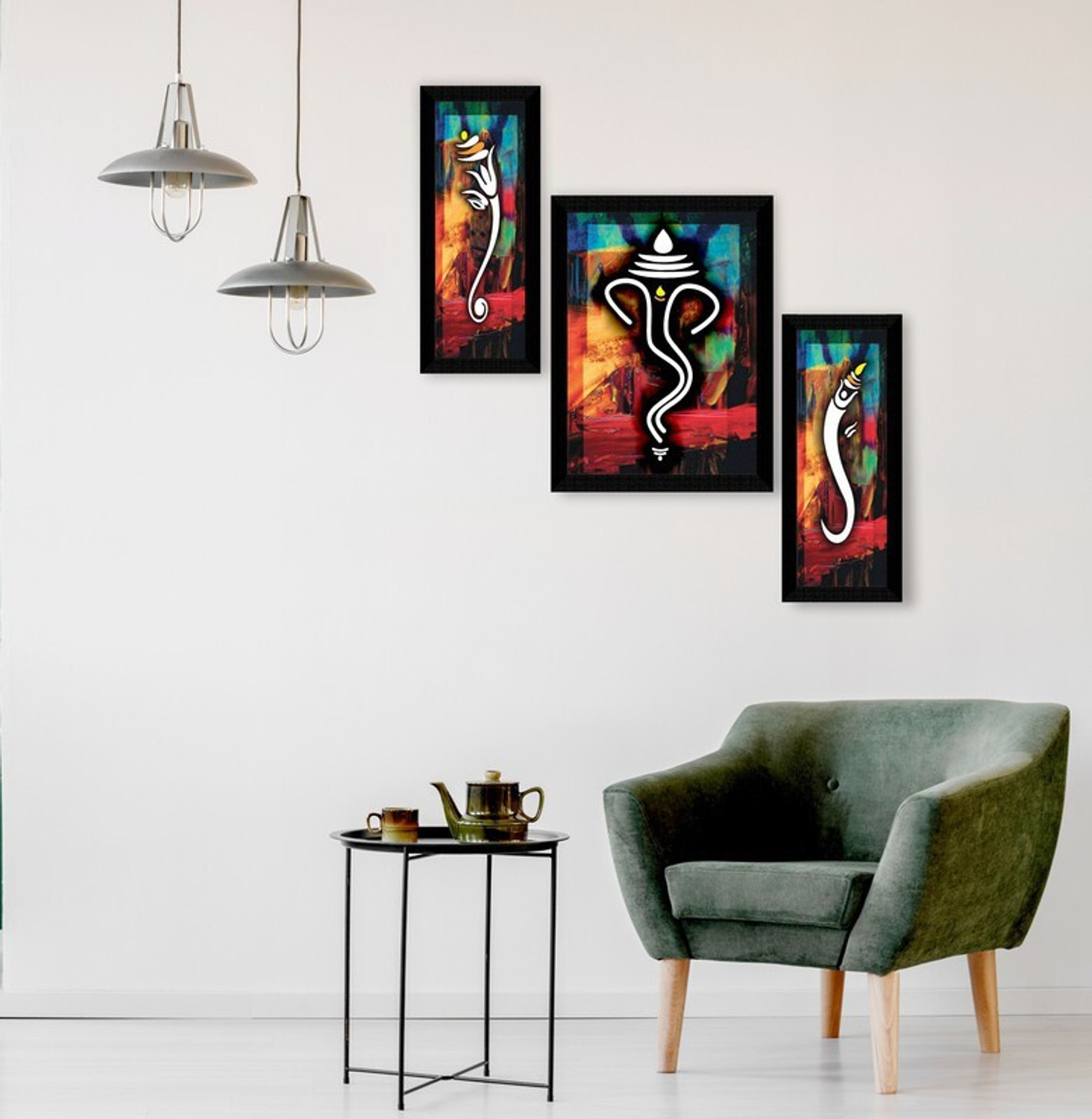 Image of saf Ganesha UV Textured High Quality Digital Reprint 22.5 inch x 13.5 inch Painting