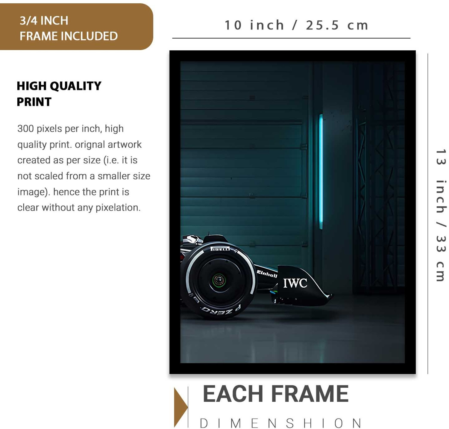 Image of KOTART Mercedes F1 Car Framed PAINTING- Perfect Gift for Boys Room & Bedroom Decor Digital Reprint 13 inch x 10 inch Painting