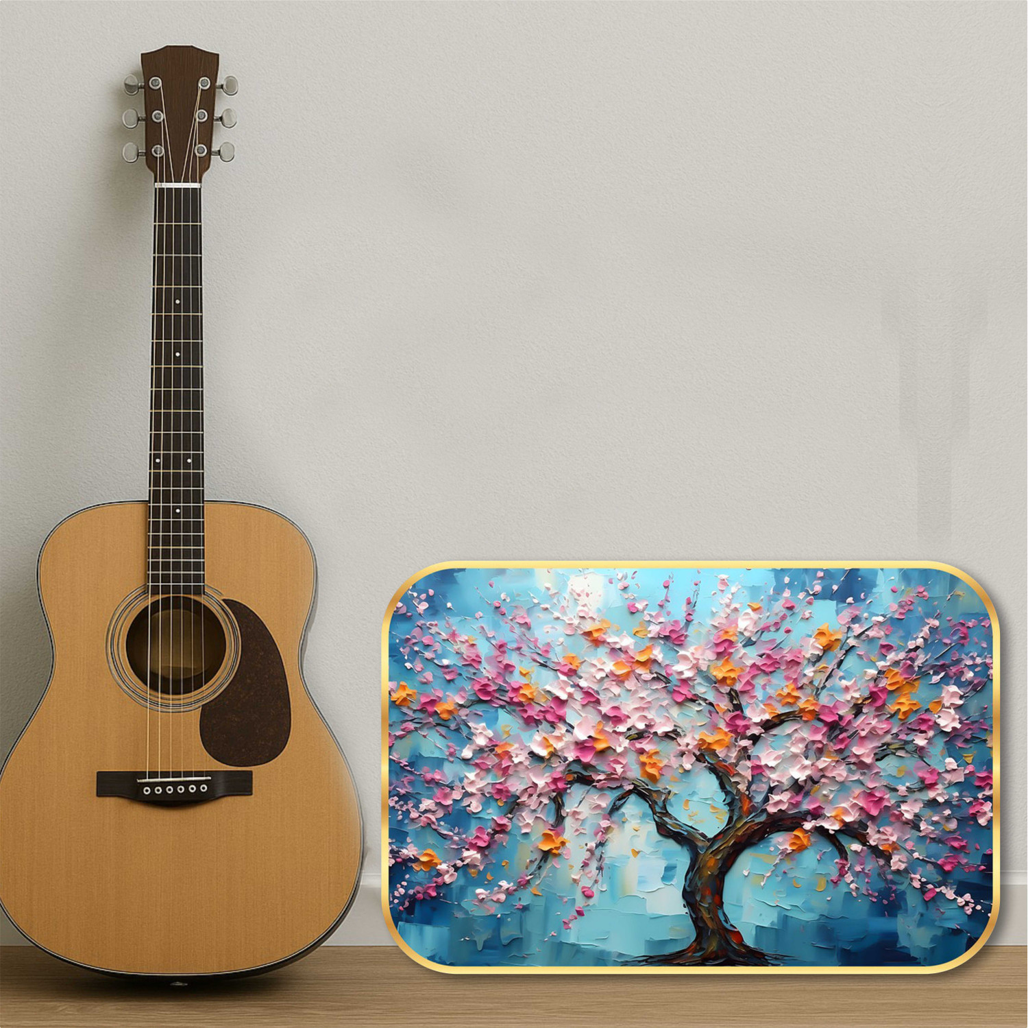 Image of saf Floral theme Crystal Embedded High Gloss Surface with Golden Frame Digital Reprint 18 inch x 12 inch Painting