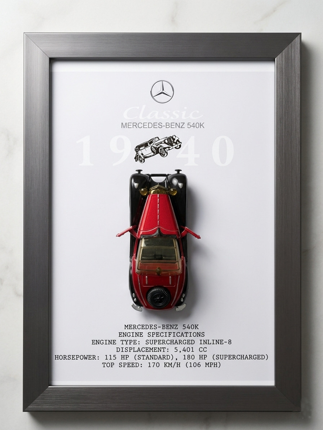 Image of SCARLEX VENTURES 3D VINTAGE MODEL CAR / DIE CAST CAR BENZ FOR DECOR 3D Painting 13 inch x 9 inch Painting