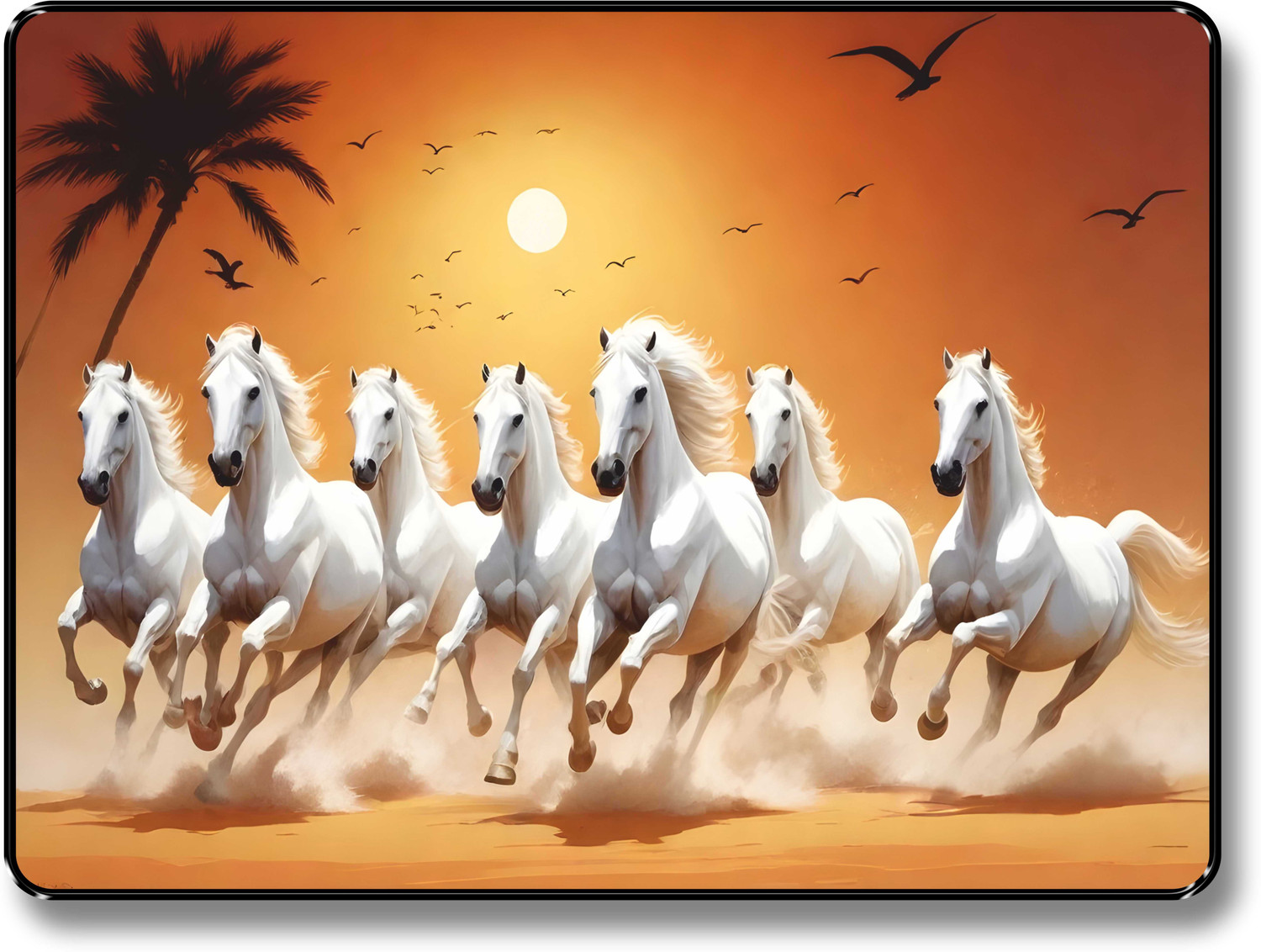 Image of SAF PRINT SAF paintings Running Horses painting Black Slim Frame wall decoration items