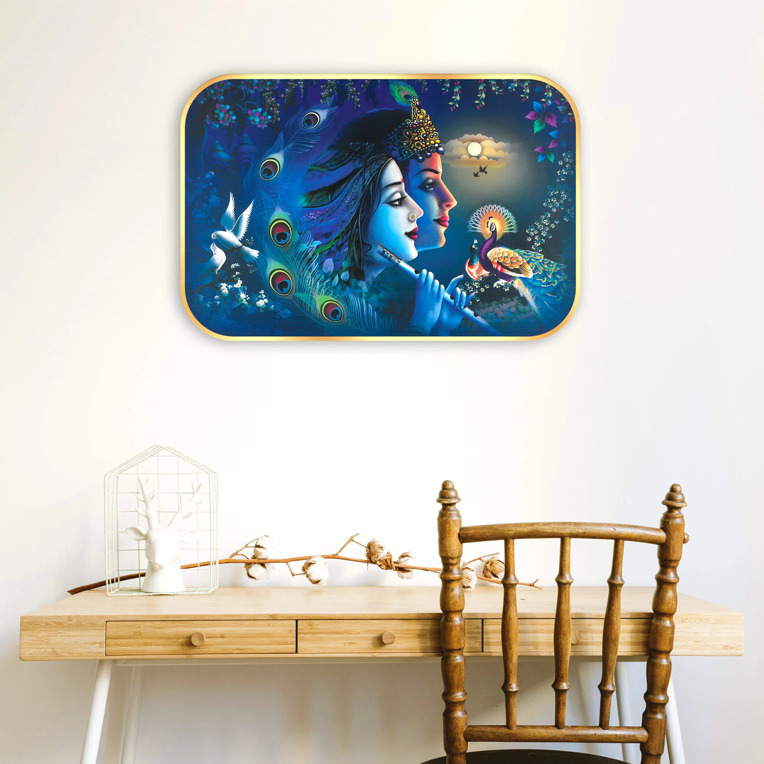Image of Indianara Radha Krishna Without Glass Framed Art Print for Room Decor Digital Reprint 14 inch x 20 inch Painting