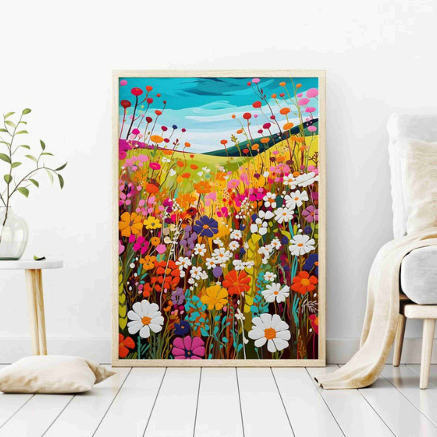 Image of SAF PRINT saf floral Theme Natural brown frame painitng for home, office and living room