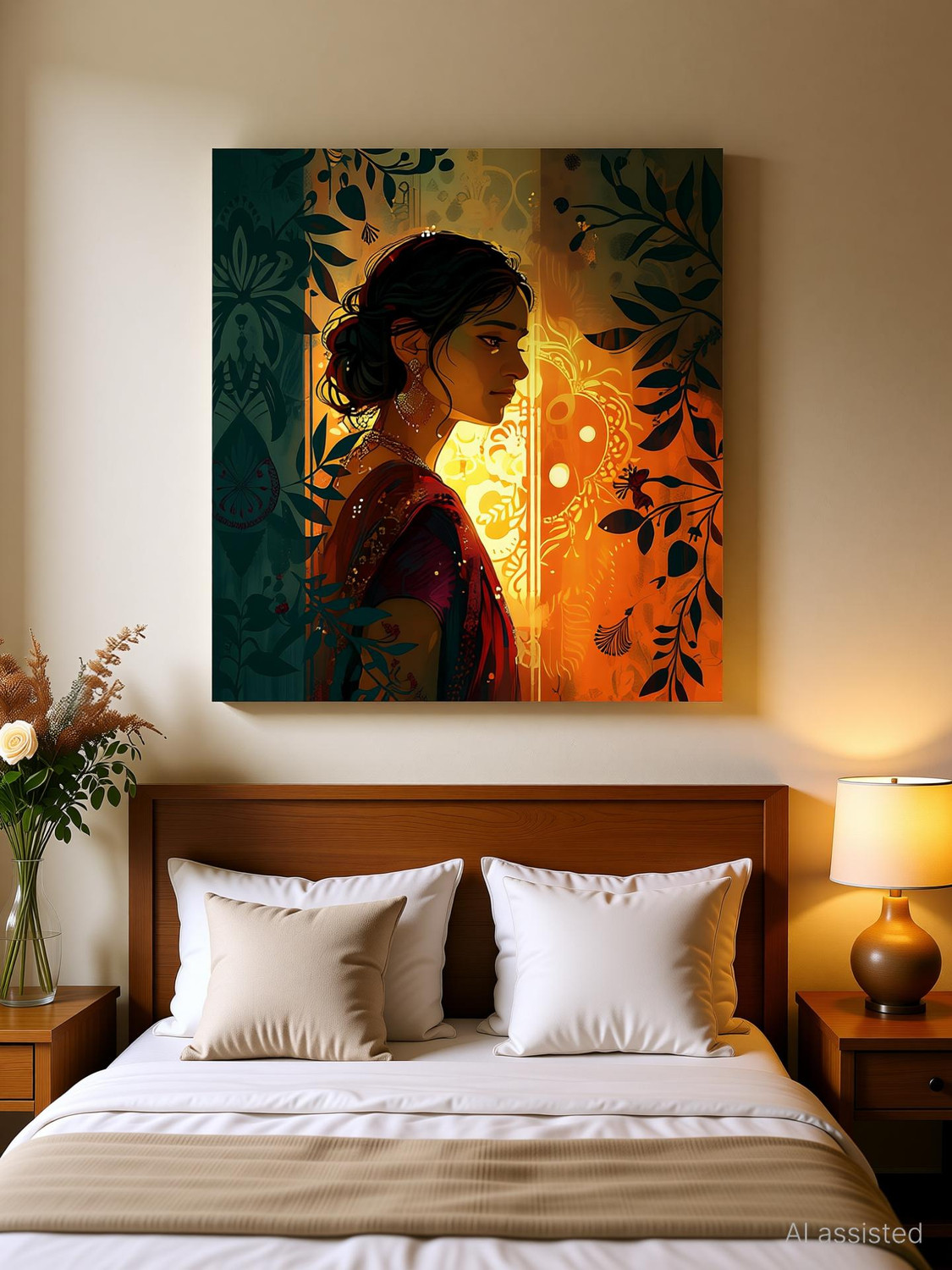 Image of Indianara Indian Traditional Canvas Art Painting for Living | Bedroom | Pooja Room | Hotel Canvas 24 inch x 24 inch Painting