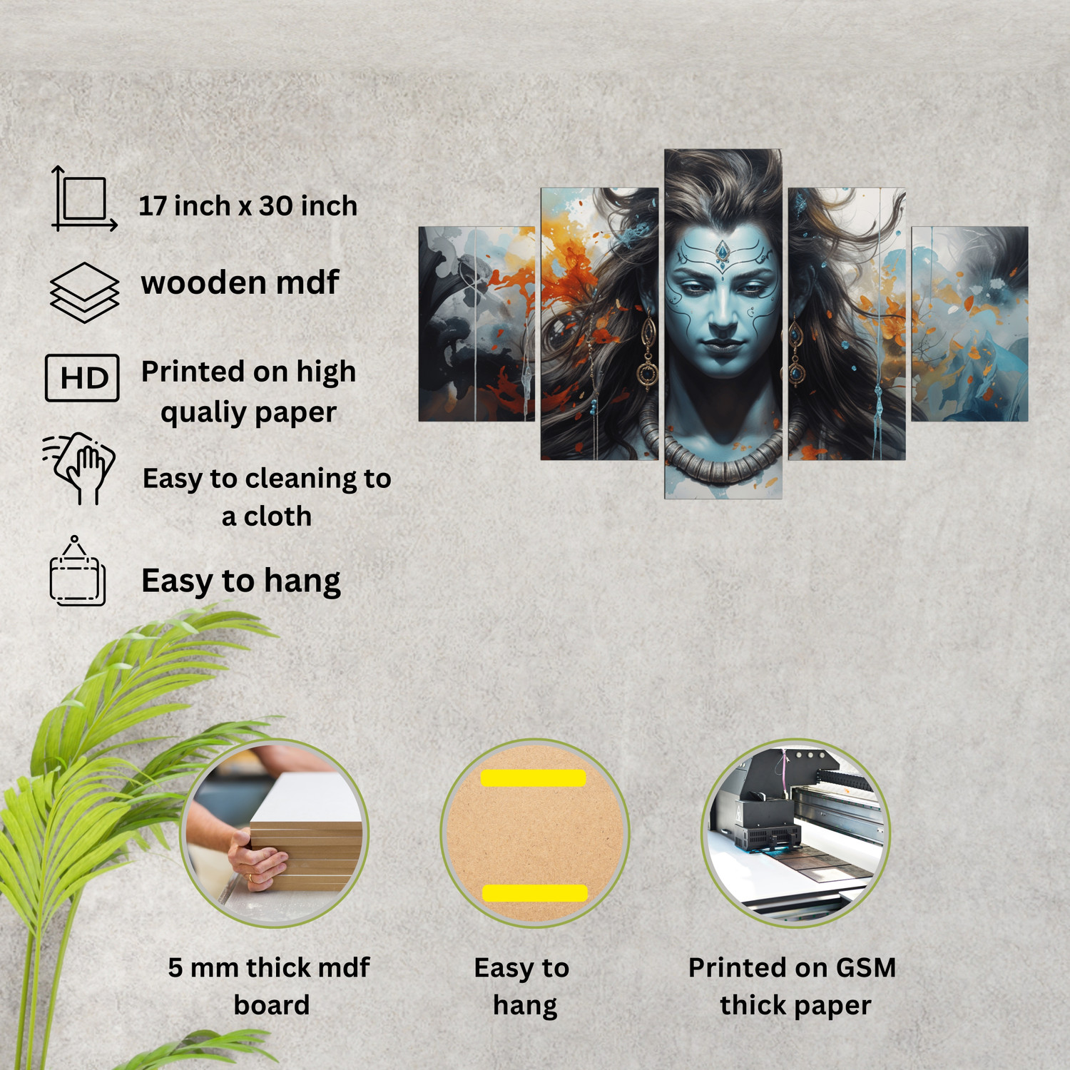 Image of KARNIART Premium Lord Shiva Paintings for Wall Decoration, Living Room, bedroom Digital Reprint 17 inch x 30 inch Painting