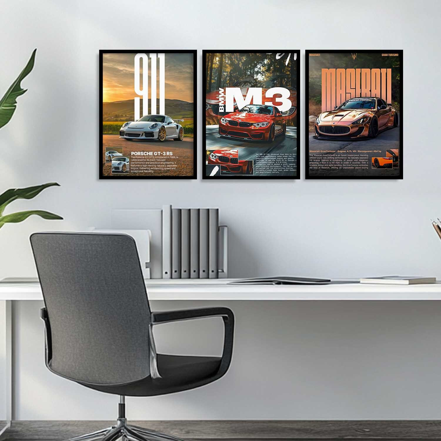 Image of Hothouse Big Sports Cars Framed Posters Gift Items for Boys Room Bedroom Living Room Digital Reprint 17 inch x 13 inch Painting