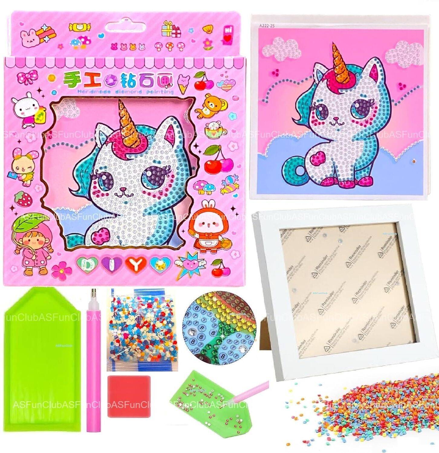 kiaraz DIY 5D Diamond Painting Kit for Kids (Mix Design) (Pack of 1) Embossed 7 inch x 7 inch Painting
