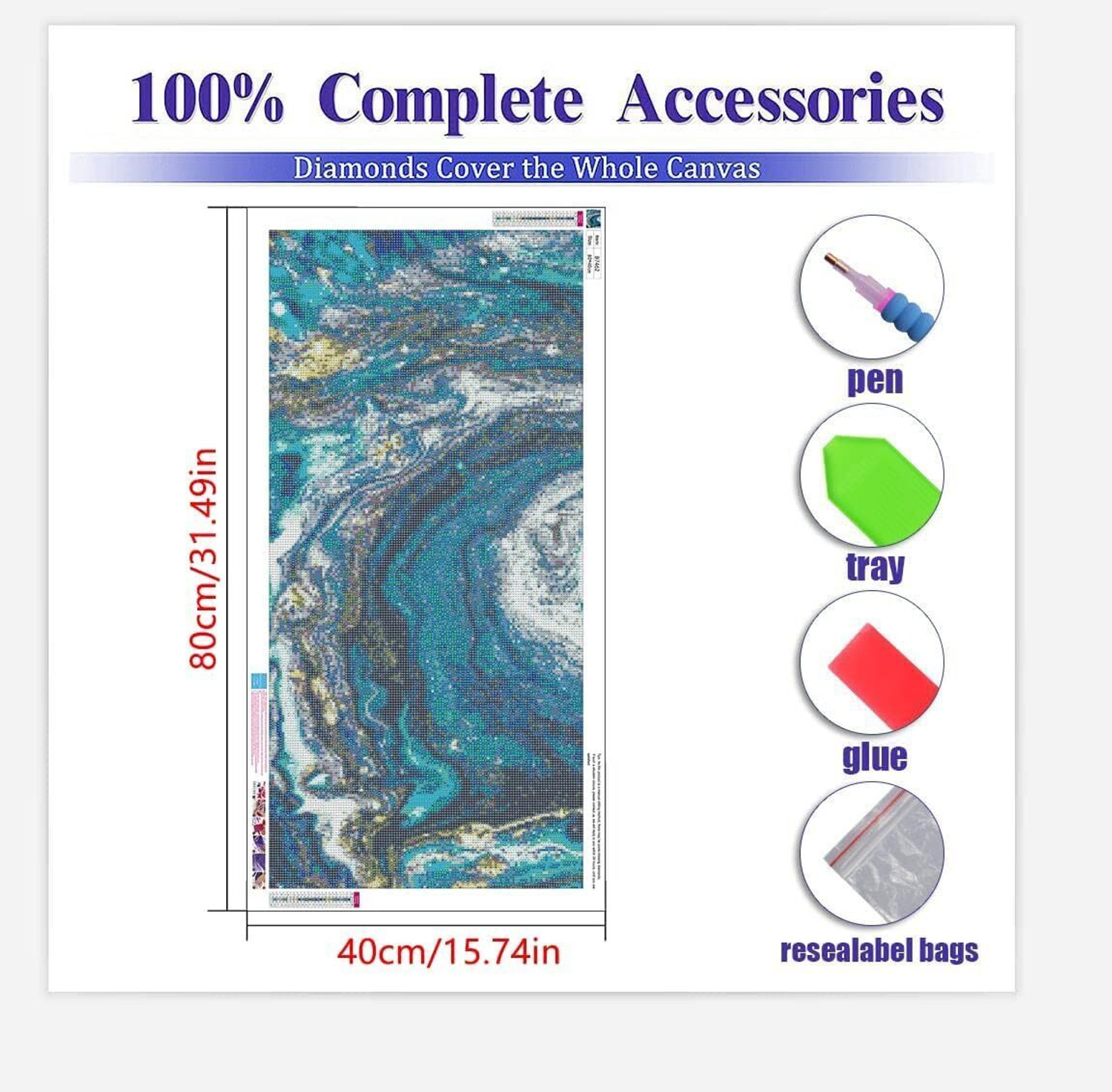 Image of TREXEE Large Size DIY 5D Diamond Painting Kits for Adults Kids DIY PNB Canvas 16 inch x 31 inch Painting