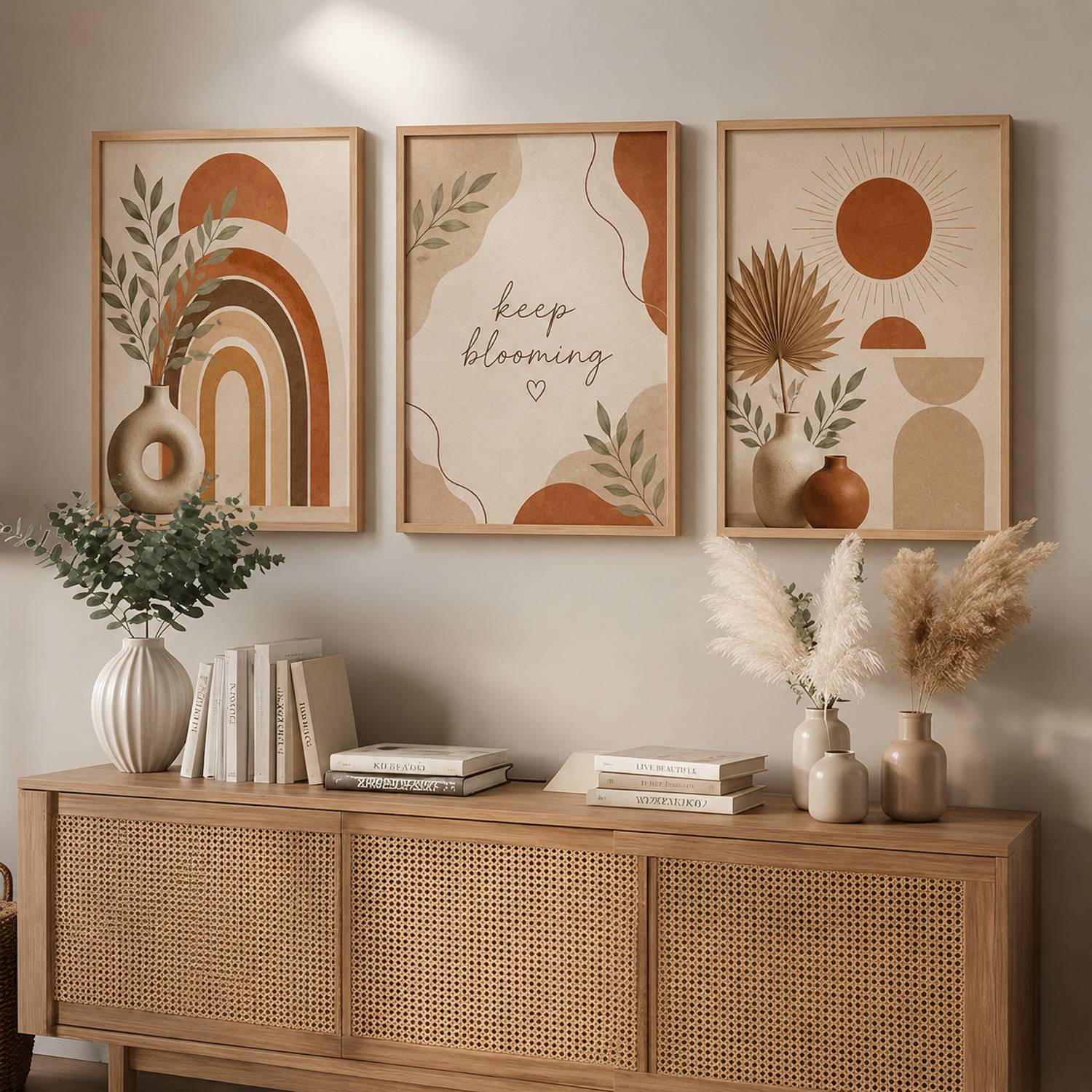 Artisoul creations Bohemian Geometric Shapes Wall Painting art for indian home decr for living room Digital Reprint 13 inch x 10 inch Painting