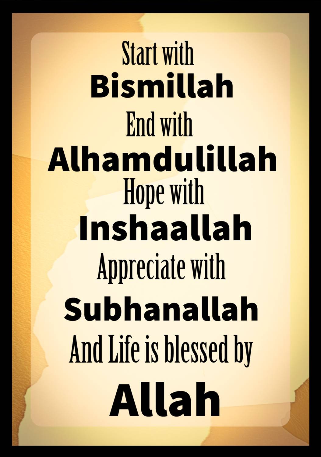ARAkri Islamic Urdu quotes Home cafe Hotel Restaurant quoted wall painting framed Digital Reprint 13 inch x 10 inch Painting