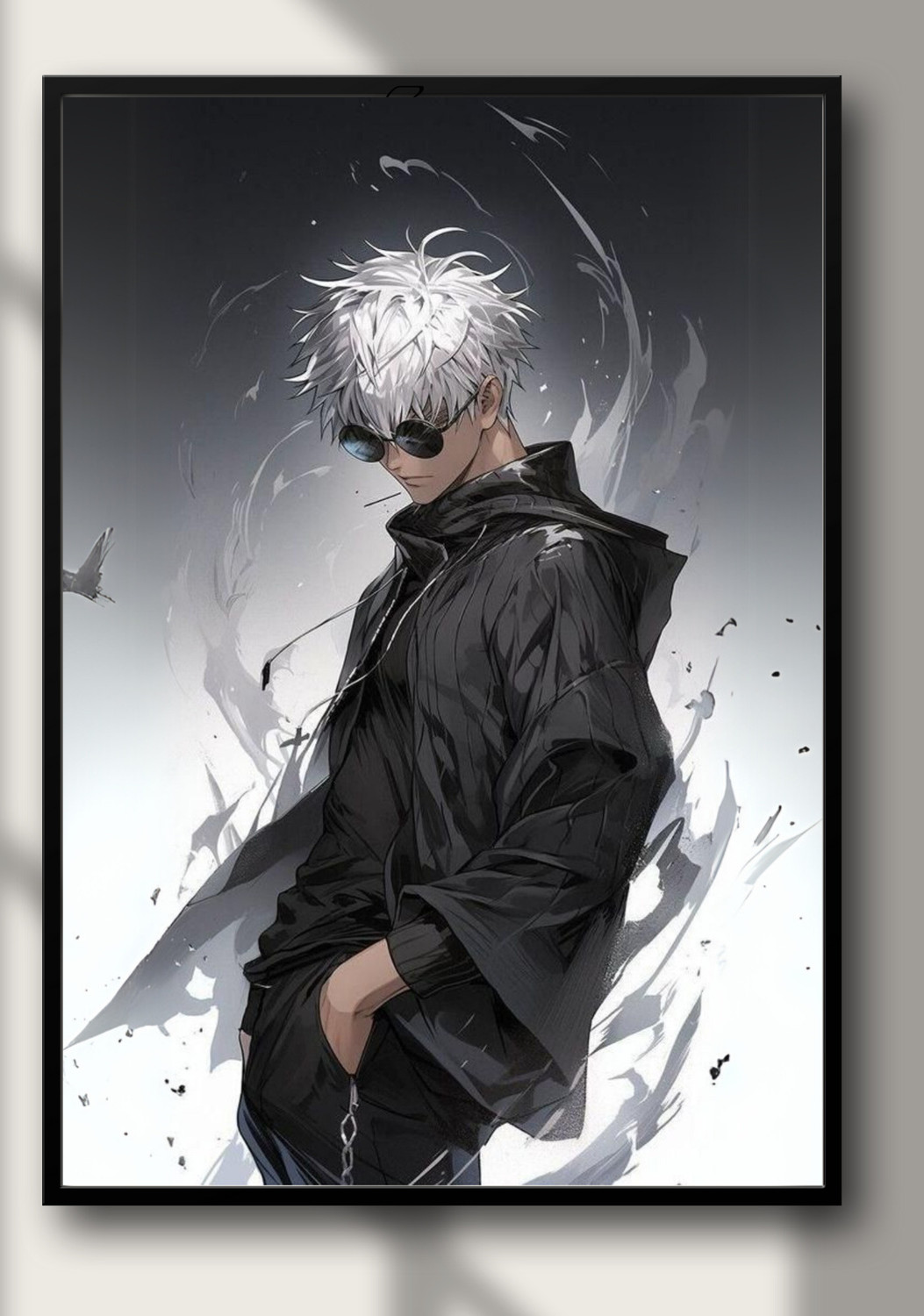 Image of Meclay Arts Gojo Satoru Anime A4 Photo Frame (8.25 x 11.75 Inch) | Gojo Photo Frame & Poster Acrylic 14 inch x 10 inch Painting (With Frame)