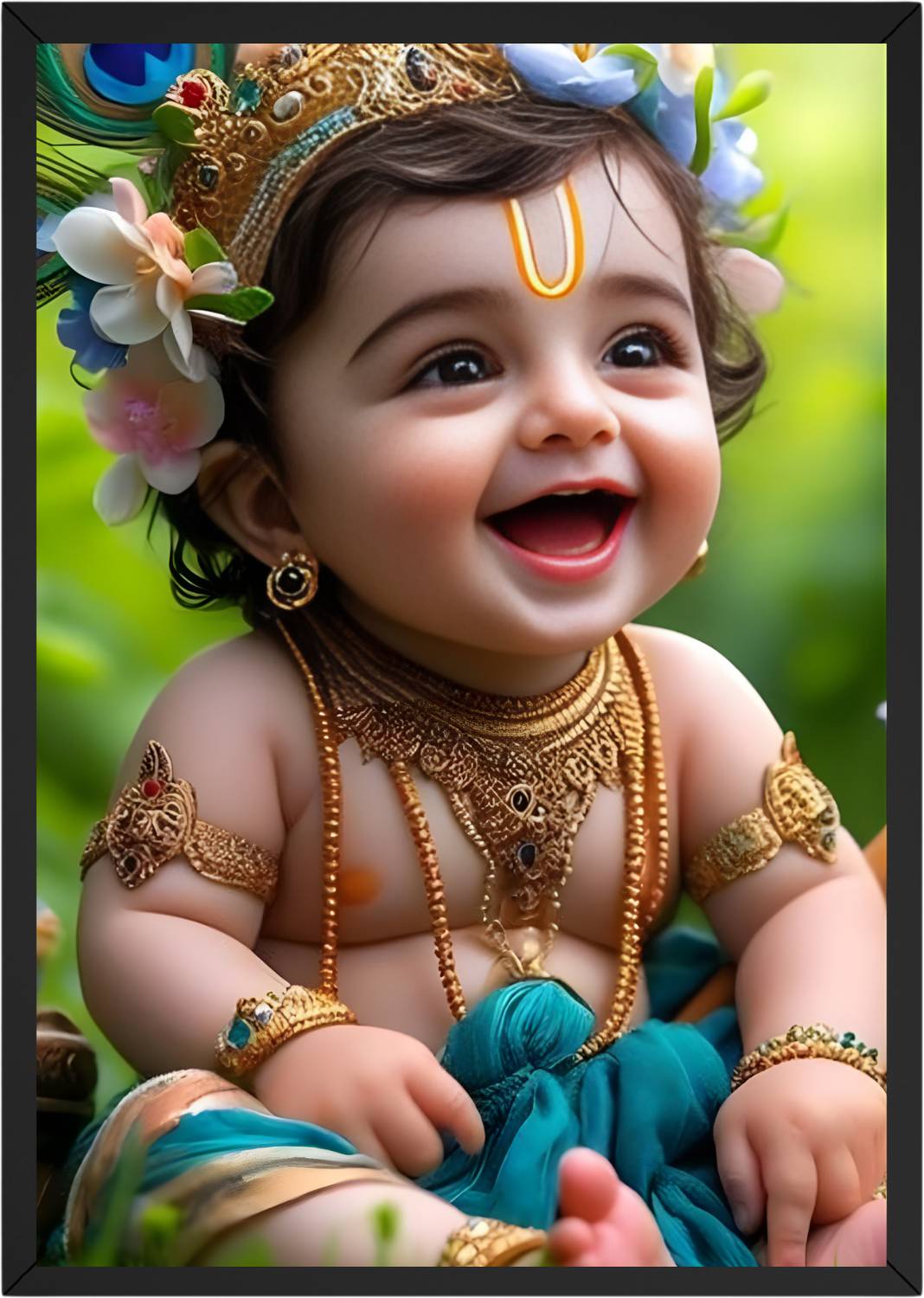 Gullymade Bal Krishna Baby Wall Art Digital Reprint 13 inch x 9.5 inch Painting