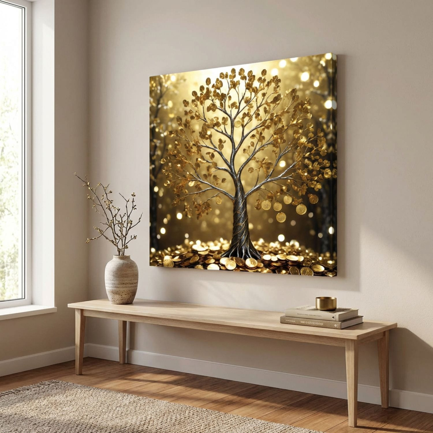 Image of BOSCO 3D Luxury Money Tree Art Canvas 24 inch x 24 inch Painting