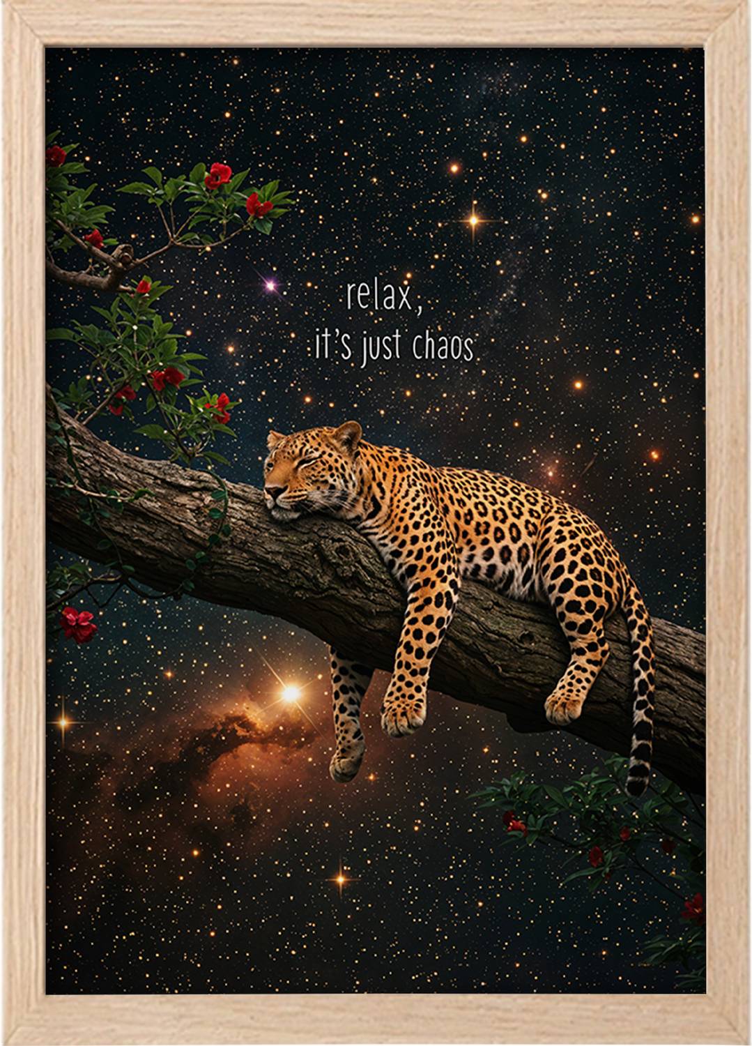 NoWorries Leopard Relax Quote Wall Art Framed Painting Aesthetic