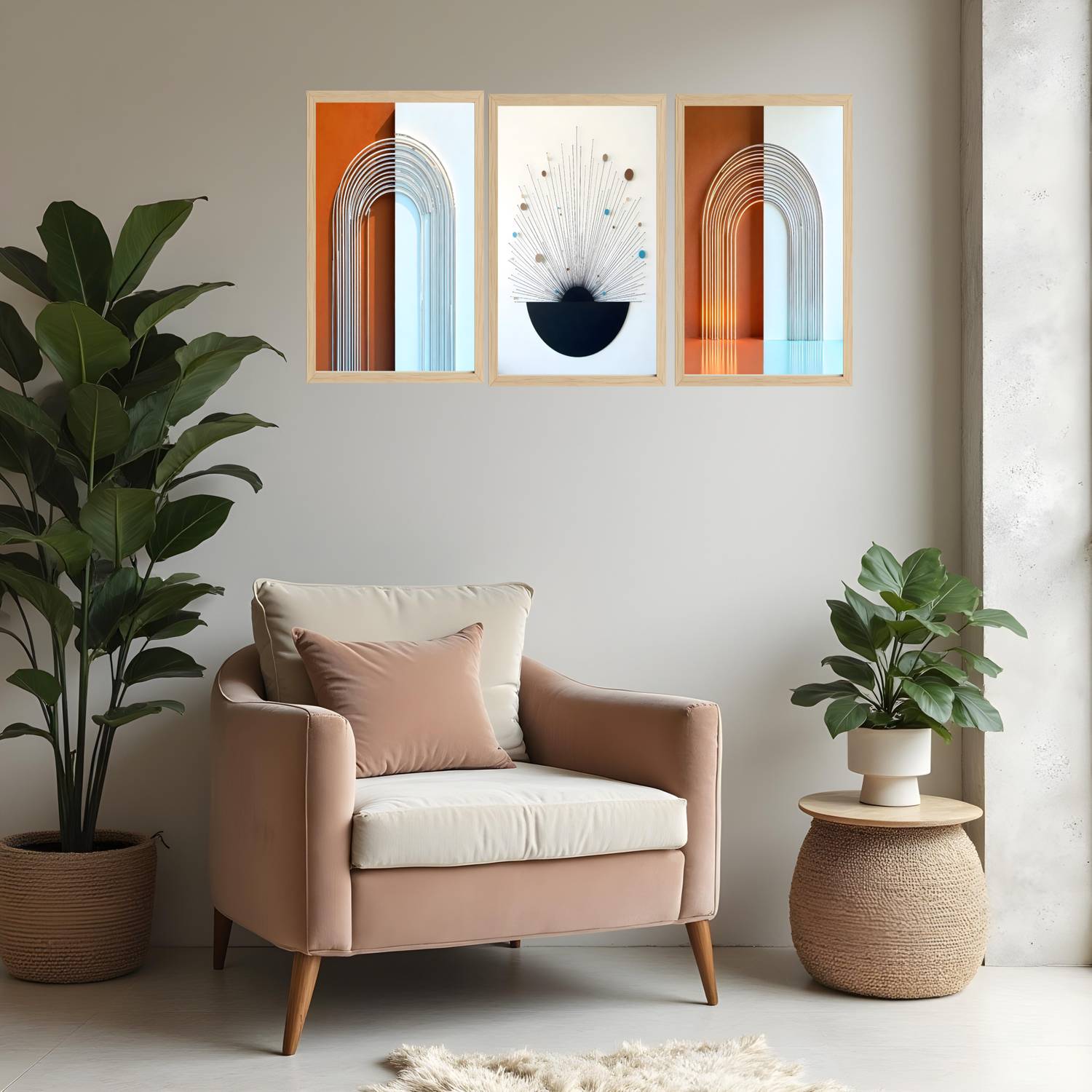 Artisoul creations Bohemian Geometric Shapes Wall Painting art for indian home decr for living room Digital Reprint 13 inch x 10 inch Painting
