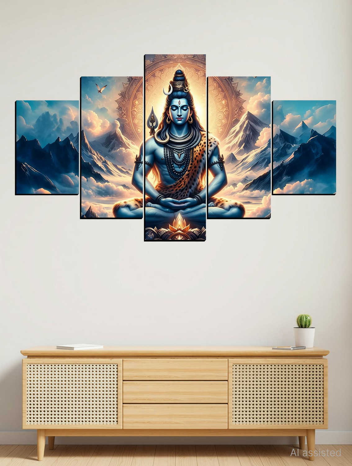 Image of JB Creations Shiv Ji Wall Decor Painting For Home Digital Reprint 18 inch x 30 inch Painting
